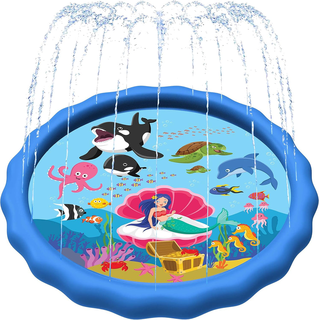 60-inch SplashEZ 3-in-1 kiddie pool and sprinkler for toddlers and babies, BPA-free water play mat for outdoor learning