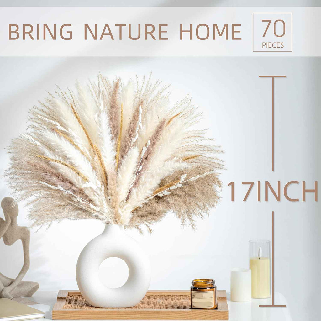 70PCS natural dried pampas grass boho home decor bouquet phragmites dried flowers bouquet