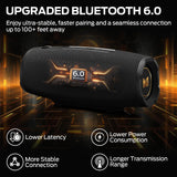Monster S380 Bluetooth Speaker, Portable Speaker with 40W Stereo Sound, Bluetooth 6.0, 20H Playtime, IPX6 Waterproof, TWS Pairing, Support AUX/TF Card, Wireless Speaker for Party, Travel, Outdoor