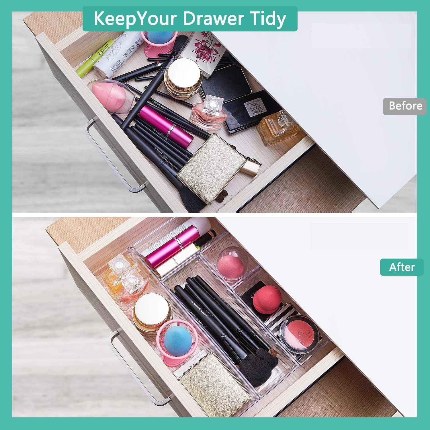 DCA Clear 6 Pack Acrylic Organizer Trays for Makeup Cosmetics Office Storage