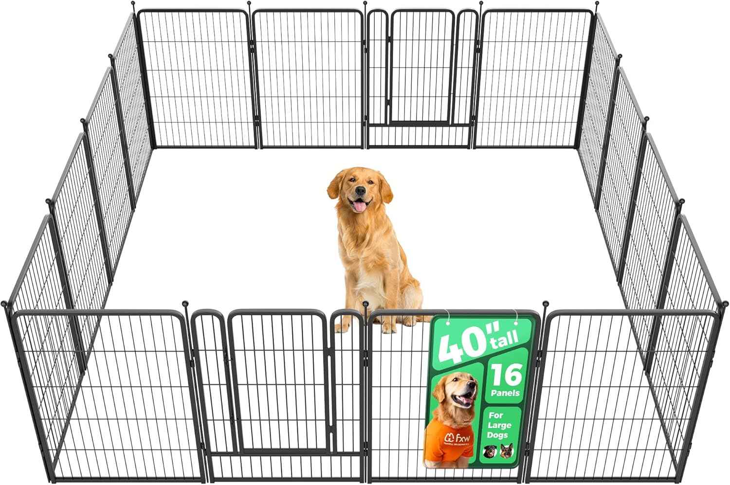 FXW Rollick Unleashed Dog Playpen for Indoor, Yard, RV Camping, 24 inch 8 Panels for Small and Puppy Dogs, Black│Patented