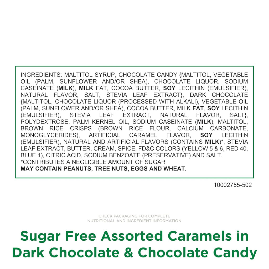 russell stover sugar free assorted caramels in chocolate, 15.3 oz. bag, made with stevia extract, no added sugar