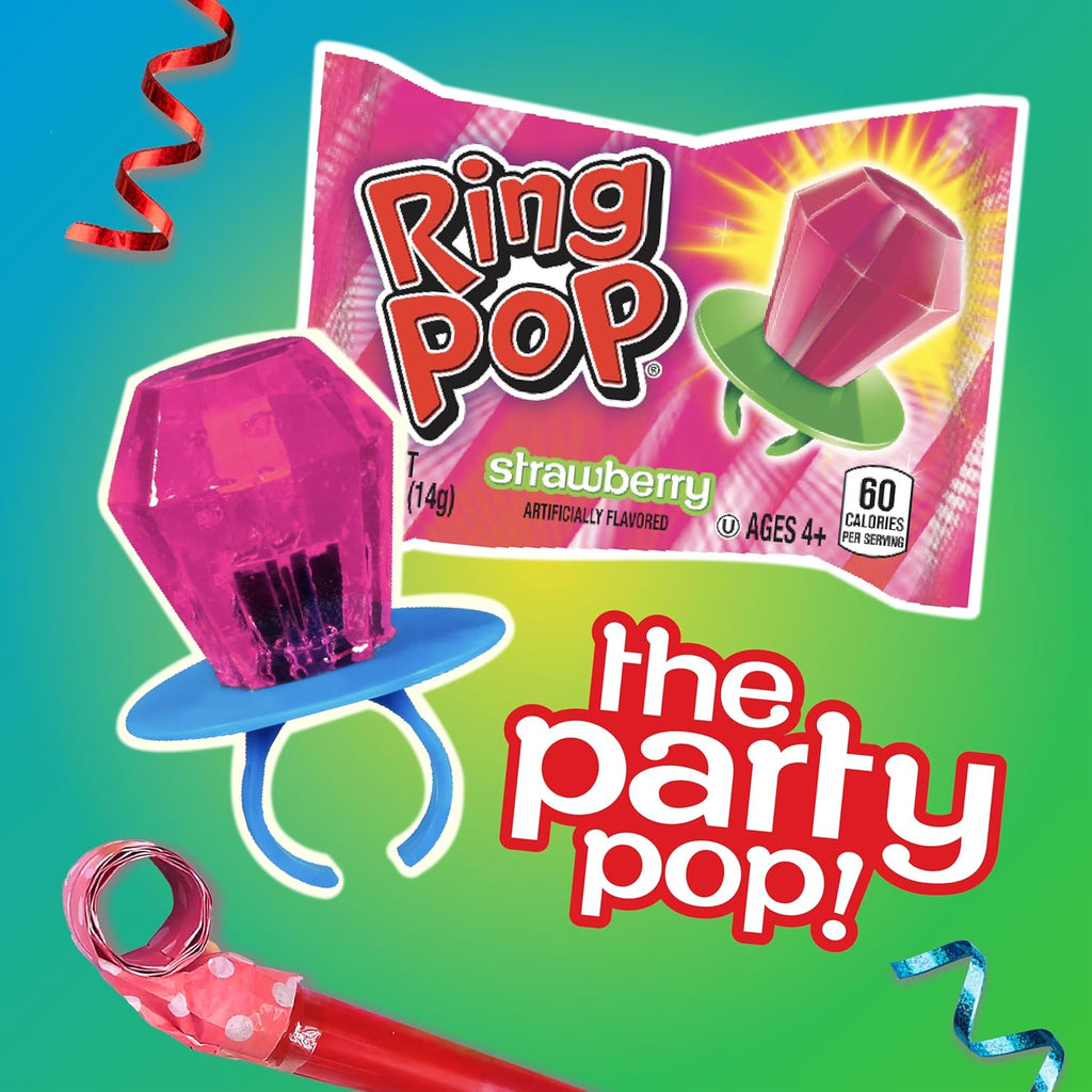 Ring Pop Individually Wrapped 10 Count Assorted Flavors Lollipop Suckers in Fun Candy Variety Pack
