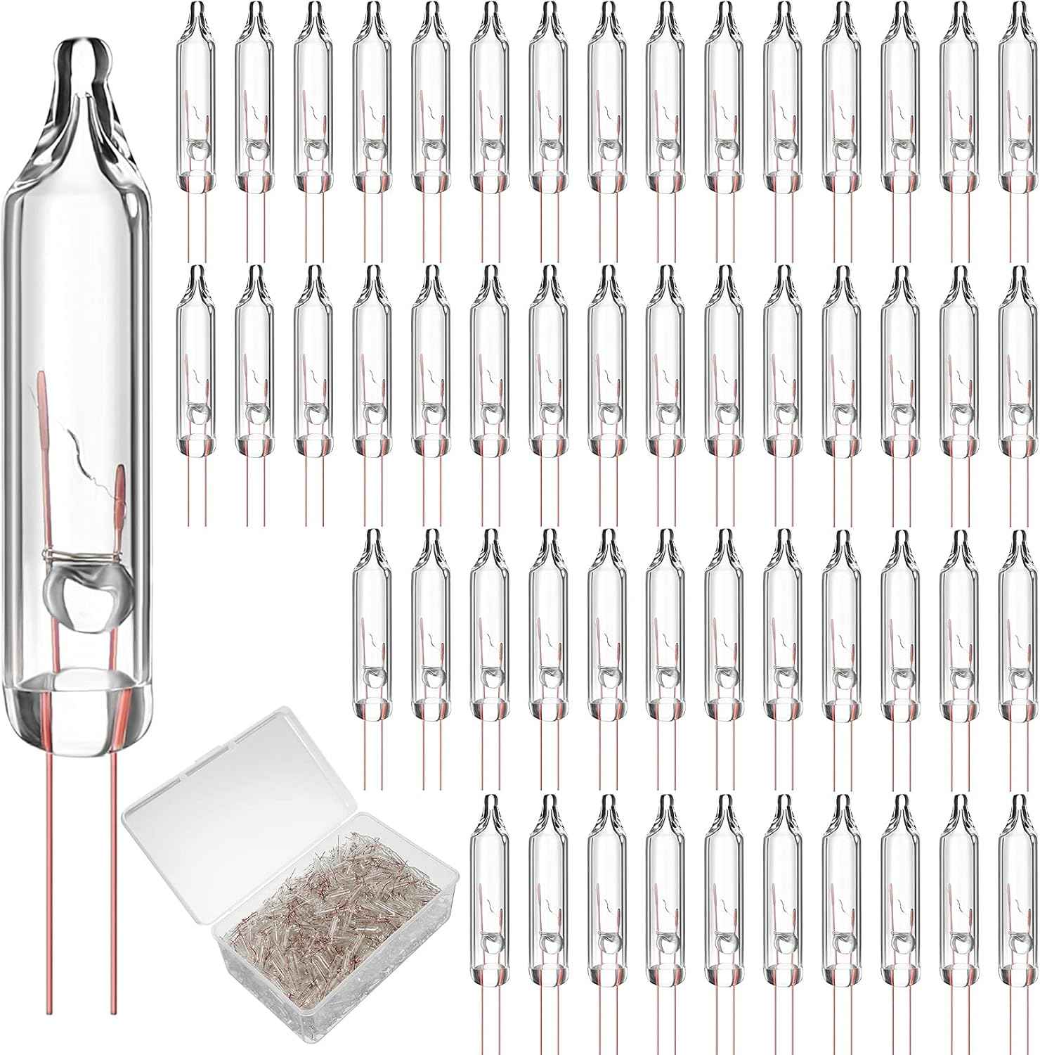Mudder 100 Pcs Mini Christmas 2.5 Volt Replacement Light Bulbs for Christmas Trees Decorative Light Supplies Indoor Outdoor Xmas Decor, 0.17 Ampere, 0.42 Watt (Clear)