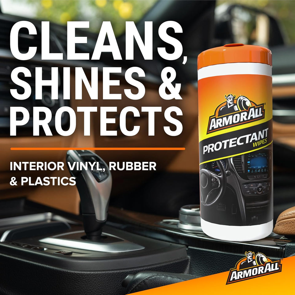 Armor All Protectant, Glass and Cleaning Wipes, Wipes for Car Interior and Car Exterior, 30 Count Each (Pack of 3)