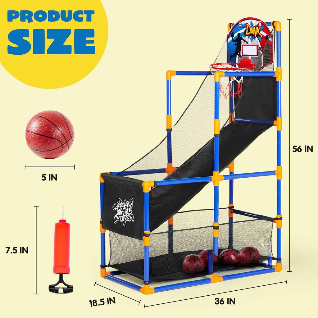 joyin arcade basketball game set with 4 balls and hoop for kids 3 to 12 years old