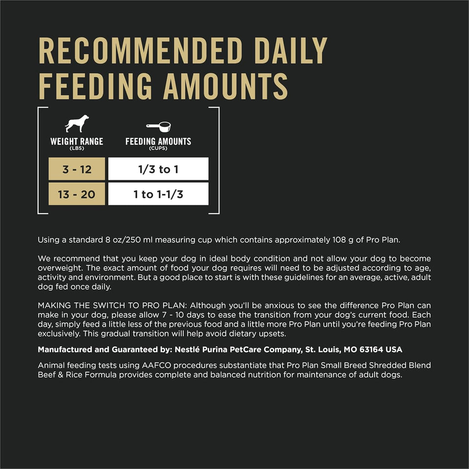 Purina Pro Plan Small Breed dry dog food for highly active dogs, shredded beef and rice formula with live probiotics, 6 lb bag