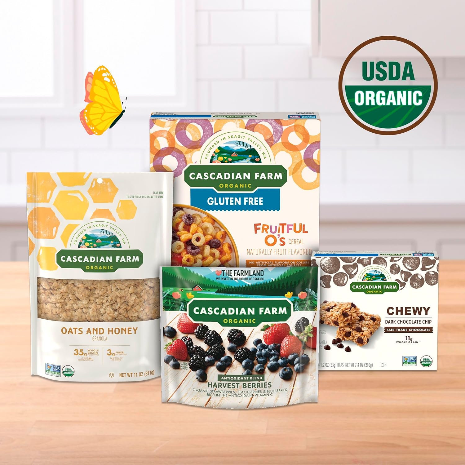 Cascadian Farm Organic Fruitful O's Cereal, Gluten Free, 10.2 oz, Whole Grain, Non-GMO, USDA Organic