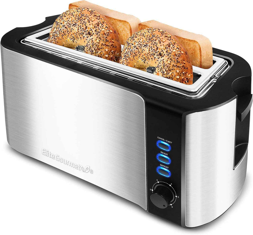 Elite Gourmet ECT1027G Cool-Touch 2 Slice Toaster, 6 Toast Settings & Cancel Function, Extra Wide 1.25‰۝ Slots Easily Fits Breads, English Muffins, Bagels & Waffles, Gunmetal Gray