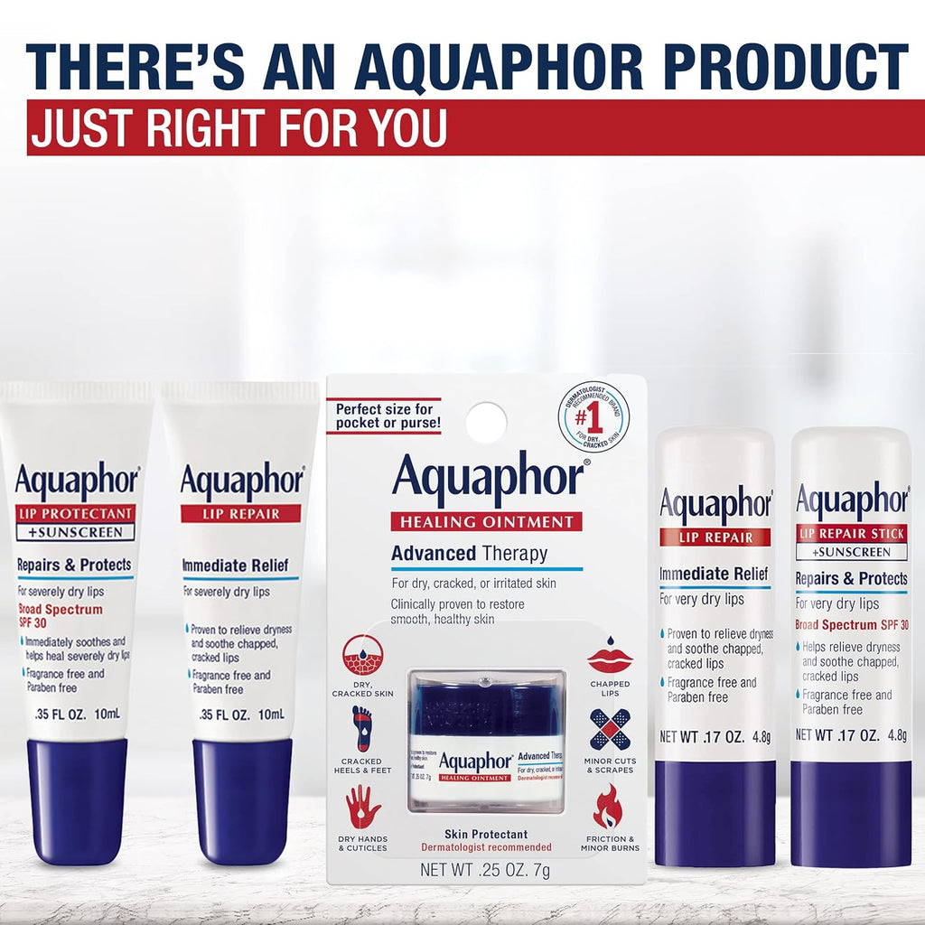 aquaphor moisturizing lip balm pack of 2, 0.17 oz stick, relieves dryness
