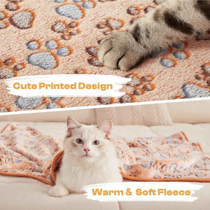 Premium Fleece Pet Blanket Flannel Throw Soft Fluffy Blankets for Dogs Cats Brown/Pink/White Small