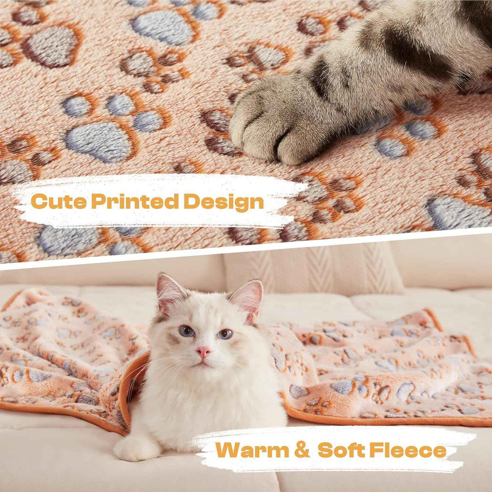 Premium Fleece Pet Blanket Flannel Throw Soft Fluffy Blankets for Dogs Cats Brown/Pink/White Small