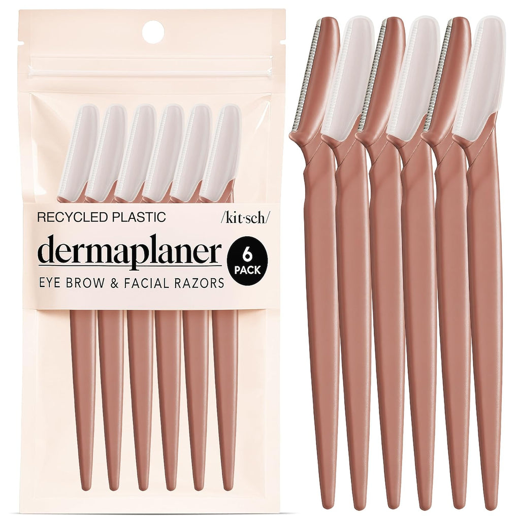 kitsch dermaplane razor for women face - black, 12 pc set - exfoliating facial razor for smoother skin