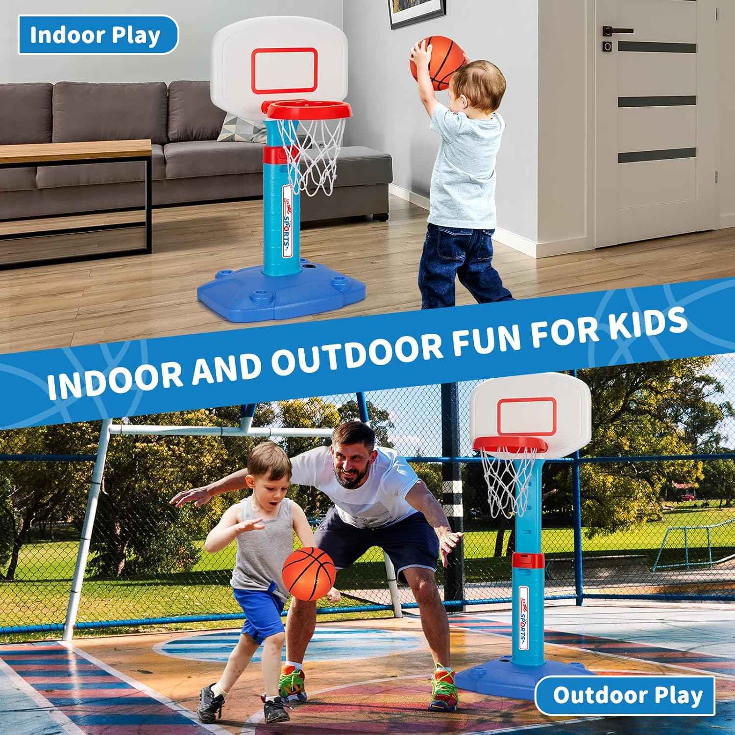 Toddler basketball hoop indoor adjustable kids basketball hoops with 3 balls for outdoor poolside