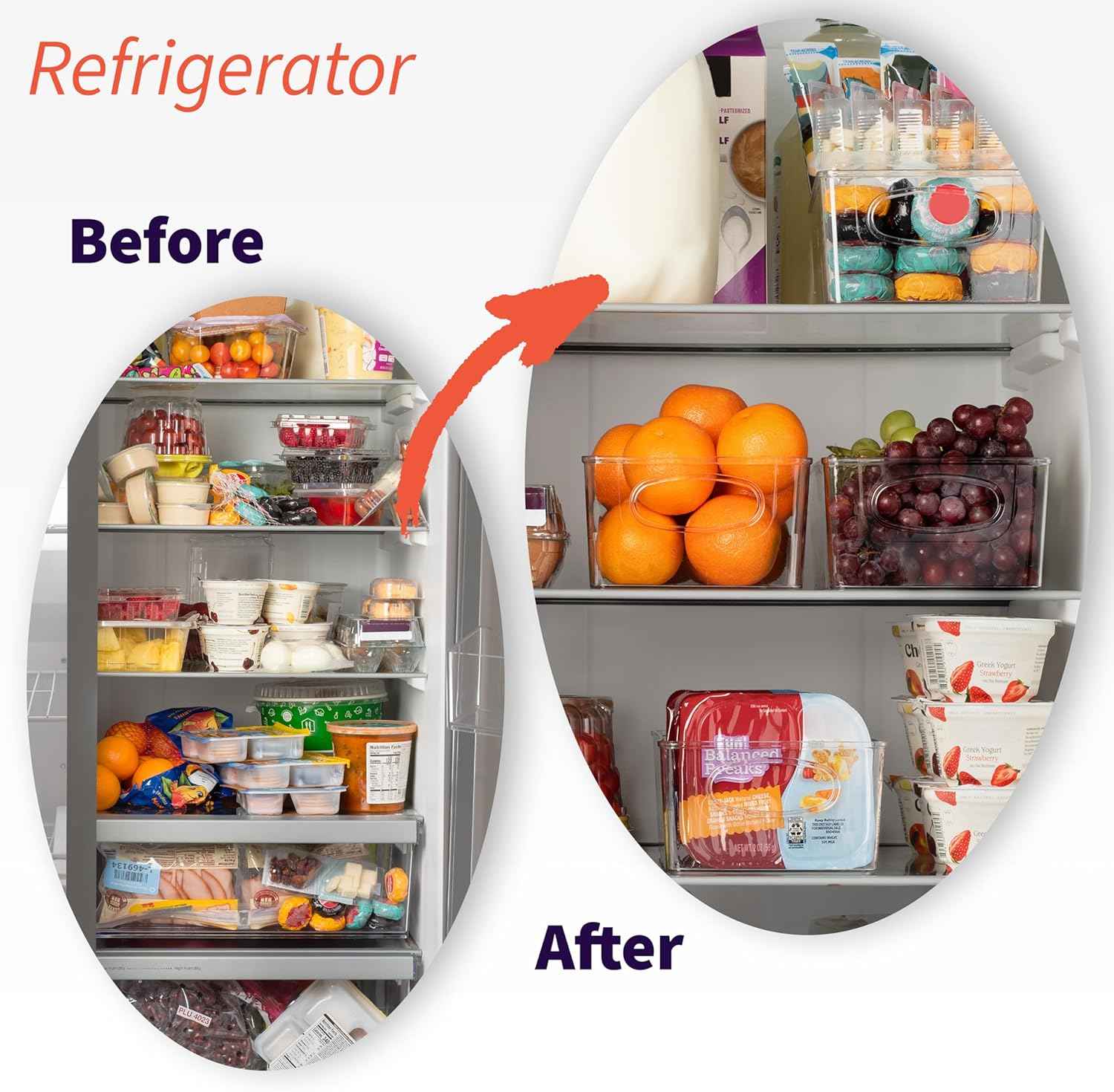 ClearSpace Plastic Pantry Organization and Storage Bins with Removable Dividers – Perfect Kitchen Organization or Kitchen Storage – Refrigerator Organizer Bins, Cabinet Organizers (2 Pack)