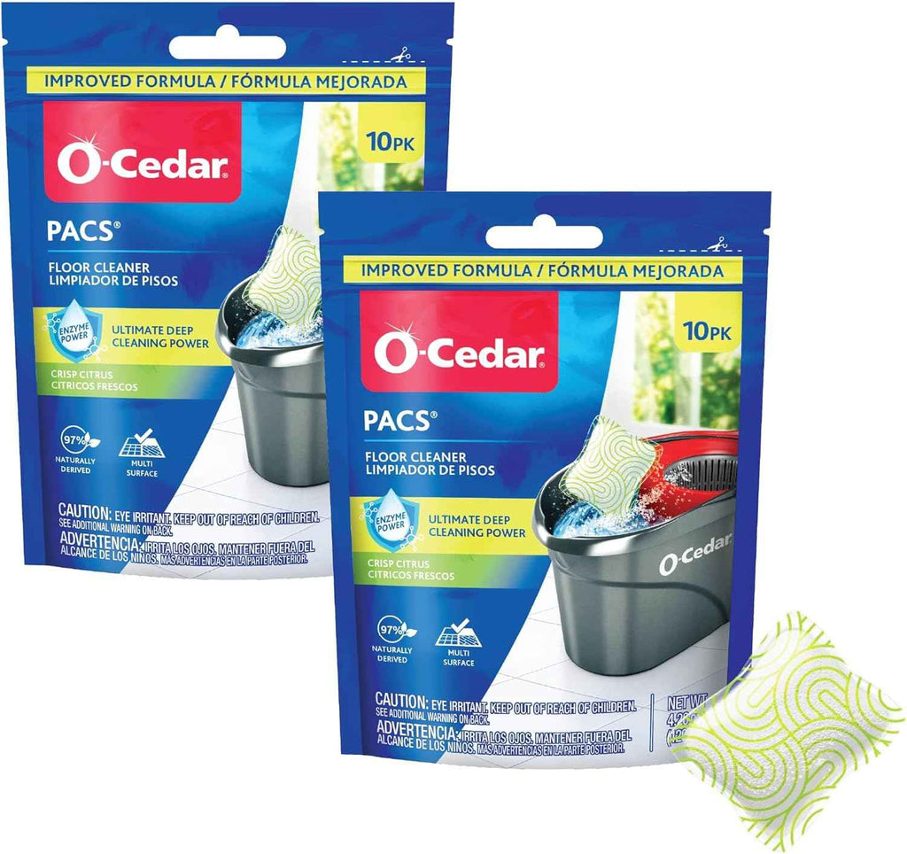 O-Cedar PACS Hard Floor Cleaner, Lavender Scent 10 Count (1-Pack) | Made with Naturally-Derived Ingredients | Safe to Use on All Hard Floors | Perfect for Mop Buckets