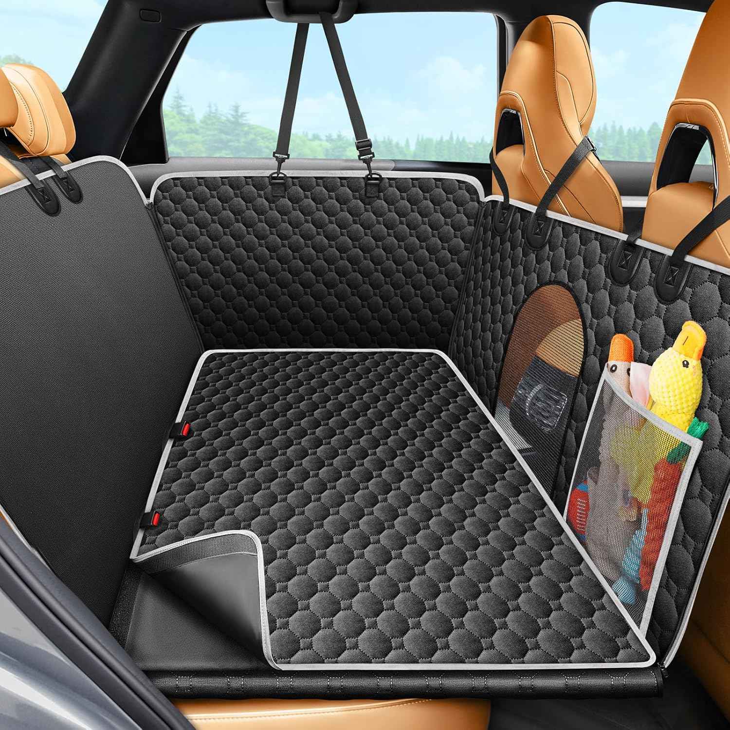 Mancro Dog Car Seat Cover for Back Seat, 2025 Upgraded 600D Heavy Duty Waterproof & Scratch-Resistant Dog Hammock for Car, Back Seat Pet Cover for Dogs with Sedan, Trucks and SUVs, Standard, Black