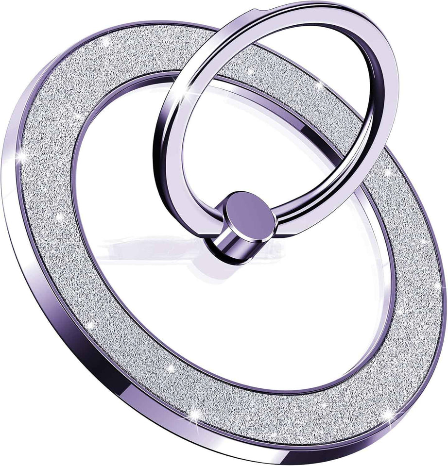 Magnetic Phone Ring Holder for MagSafe Cell Phone Grip Stand Finger Ring Stand Compatible with iPhone 17 16 15 14 13 12 Pro Max MagSafe Accessories Android. (Glitter Gold)
