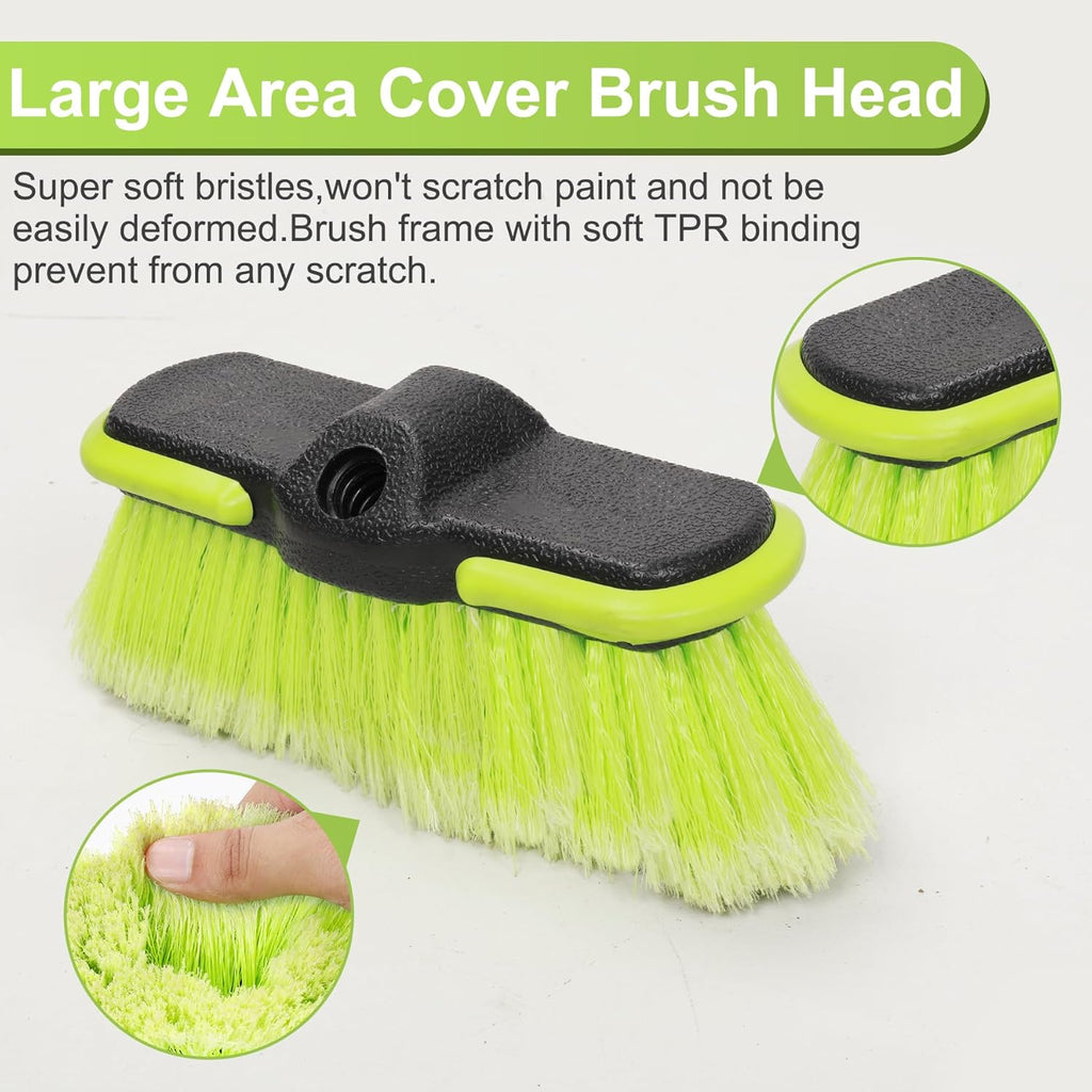 65" car wash brush long handle soft bristle scrub cleaning mop kit for rv boat truck suv caravan solar panel house siding