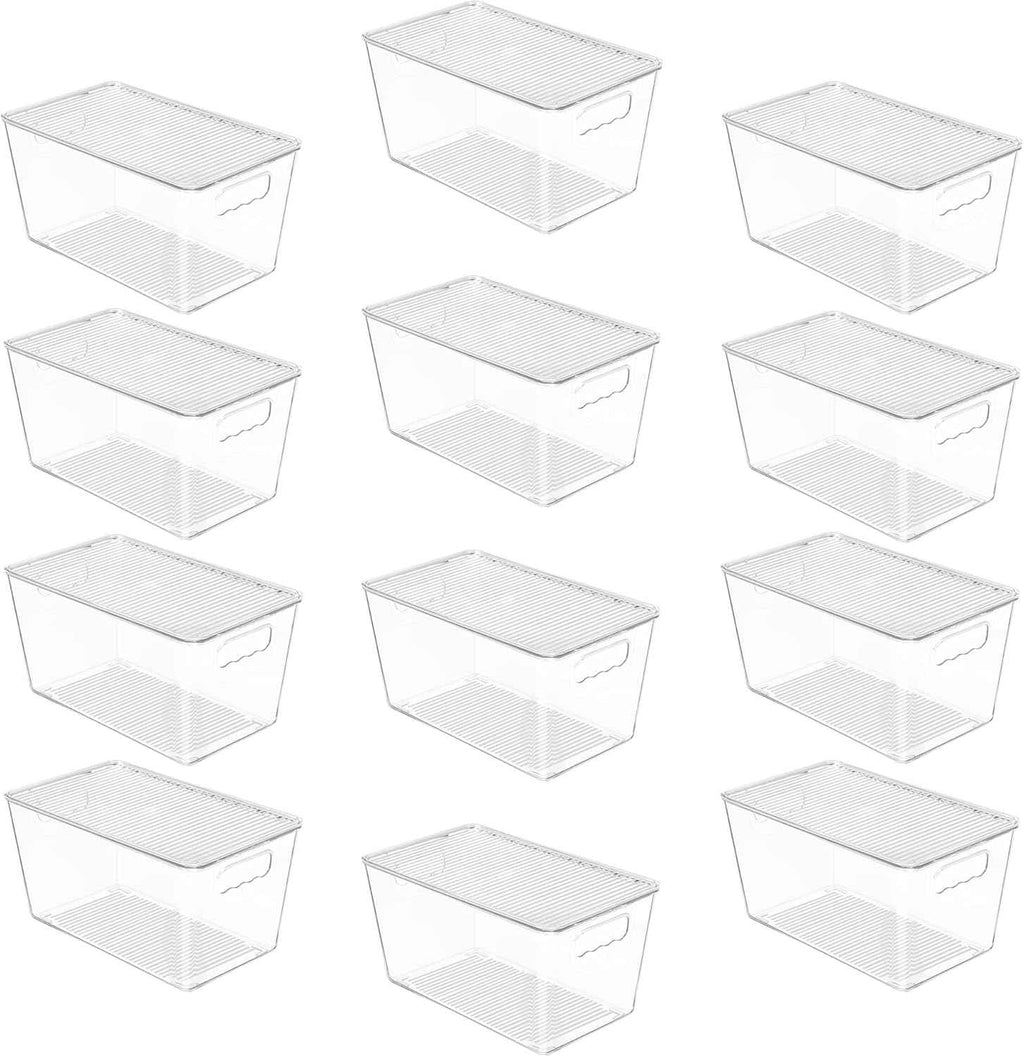 Vtopmart 6 Pack Clear Stackable Storage Bins with Lids, Medium Plastic Containers with Handle for Pantry Organizer and Storage,Perfect for Kitchen,Fridge,Cabinet, Closet,Bathroom Organization