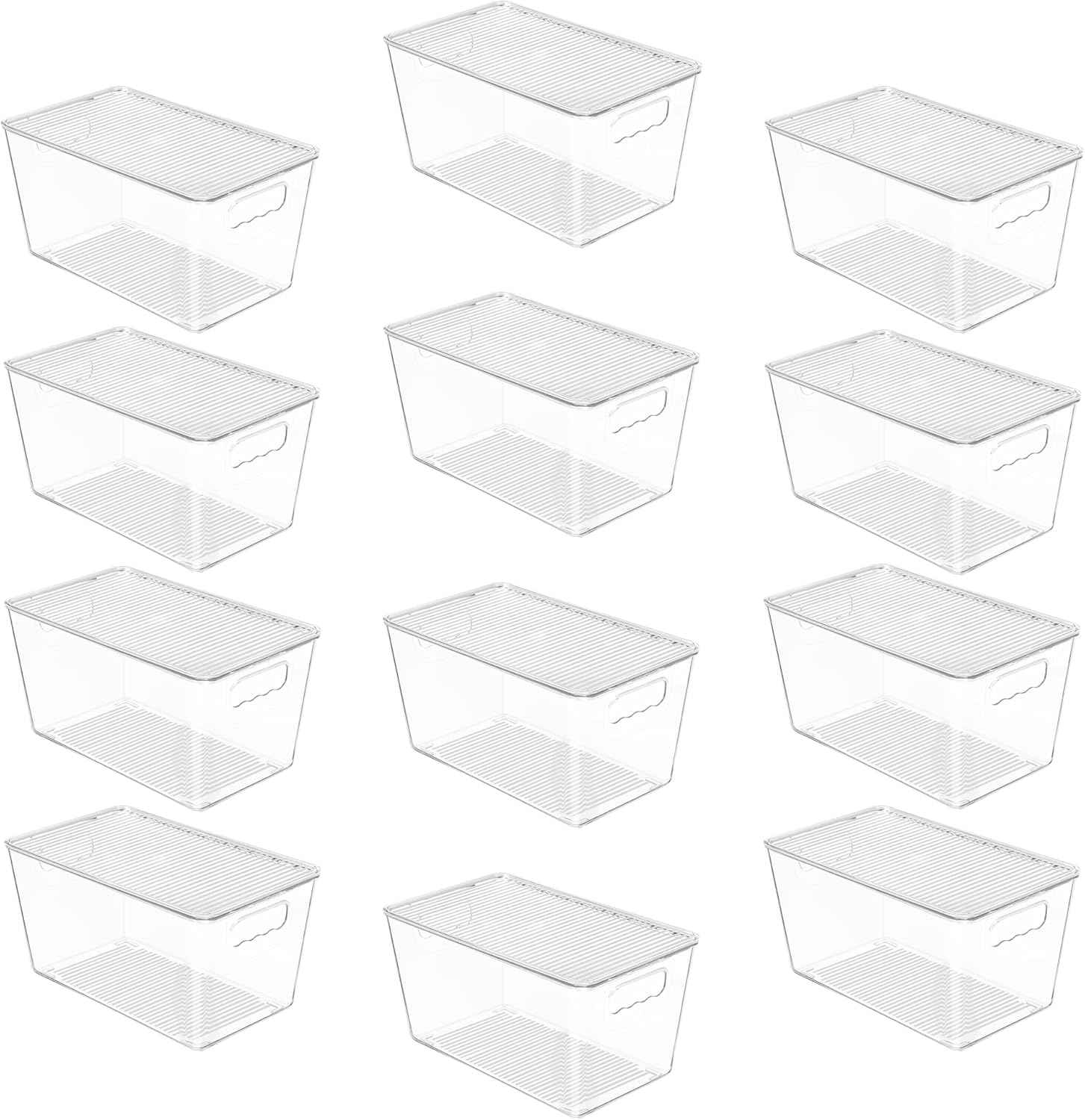 Vtopmart 6 Pack Clear Stackable Storage Bins with Lids, Medium Plastic Containers with Handle for Pantry Organizer and Storage,Perfect for Kitchen,Fridge,Cabinet, Closet,Bathroom Organization