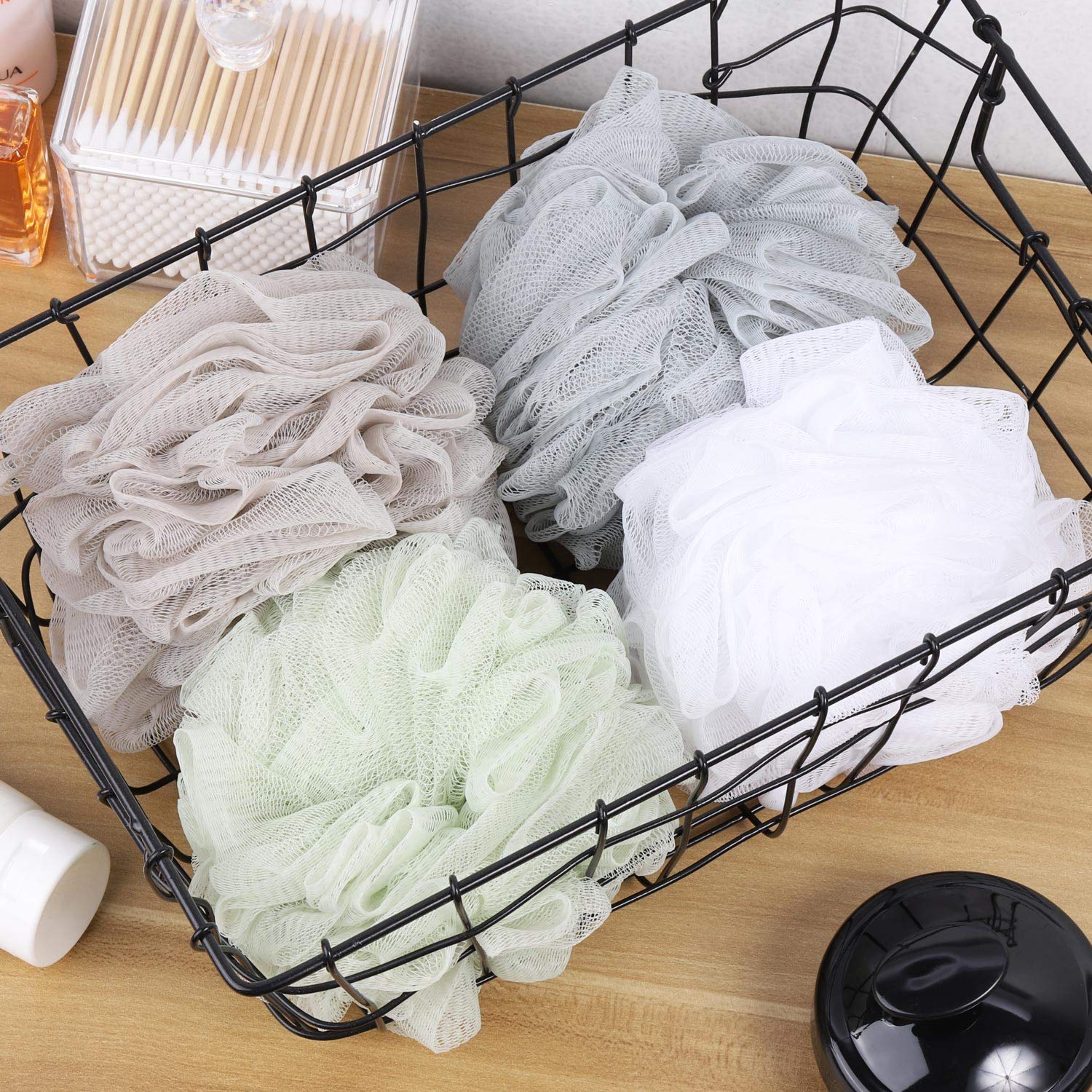 BTYMS bath sponge shower loofahs 60g mesh pouf bath scrunchies body wash puff pack of 4 assorted colors