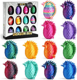 12PACK 3D Printed Dragon Eggs, Easter Basket Stuffers for Children and Teens, Unique Easter Toys & Gifts for Boys, Mini Articulated Dragon Toys for Kids.