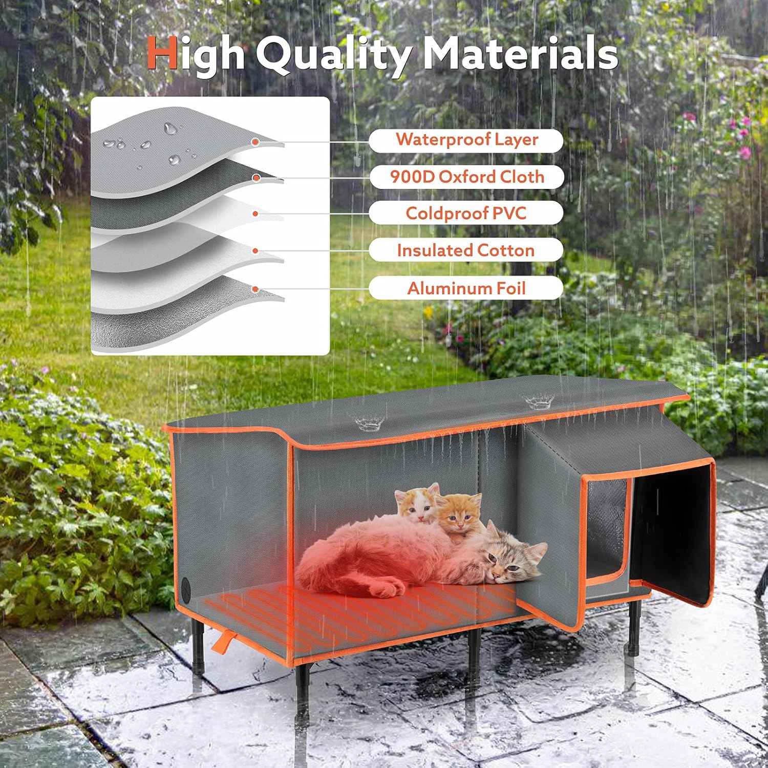 siwa mary heated cat house weatherproof outdoor cat shelter with cat heating pad