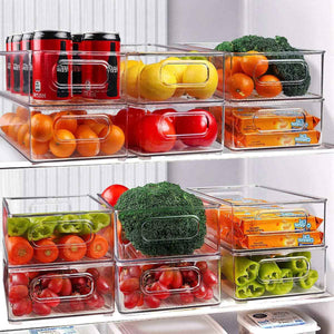 Clear Stackable Refrigerator Organizer Bins for Kitchen Storage, 6 Pack, Food Safe, BPA Free