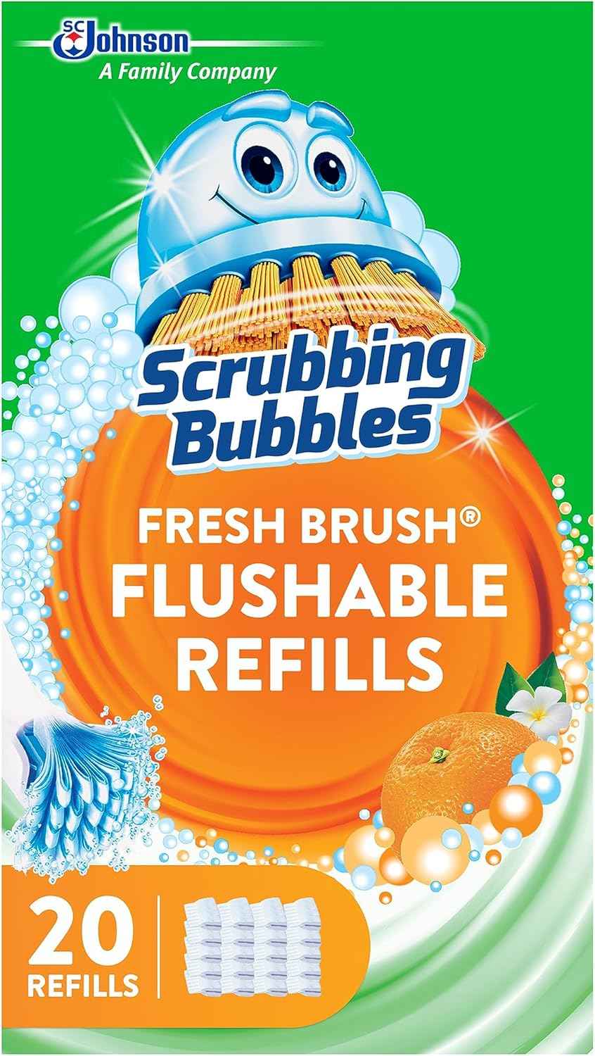 Scrubbing Bubbles flushable toilet bowl wand cleaner refills, 20-count citrus scent pack
