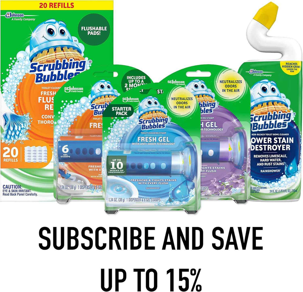 Scrubbing Bubbles Flushable Toilet Bowl Wand Cleaner Refills, Fresh Brush Cleaner Toilet Refill Pads, Removes Limescale & Odors, Citrus Scent, 20 Count (Pack of 1)