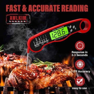 Meat Thermometer Digital - Instant Read Waterproof Food Thermometer with Backlight for Cooking, Grill, and Kitchen