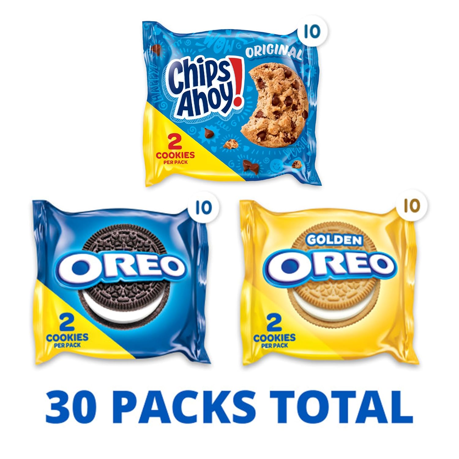 Nabisco Sweet Treats cookie variety pack with OREO, OREO Golden & CHIPS AHOY!, 30 snack packs