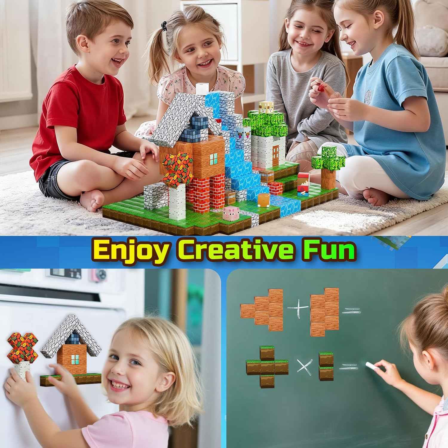 200PCS Magnetic Blocks Set for Kids, STEM Montessori Stacking Toys, Sensory Building Cubes for Toddlers, Age 3-10, Christmas Birthday Gifts