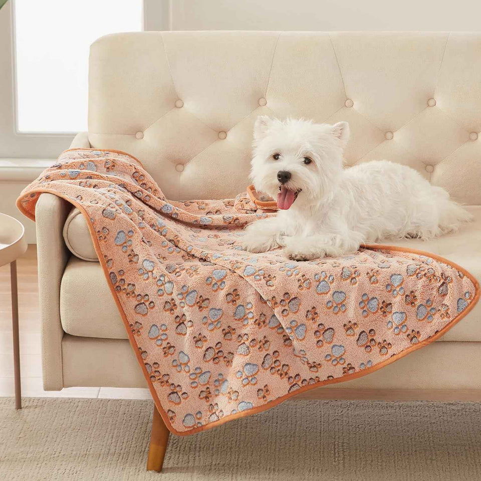 Premium Fleece Pet Blanket Flannel Throw Soft Fluffy Blankets for Dogs Cats Brown/Pink/White Small