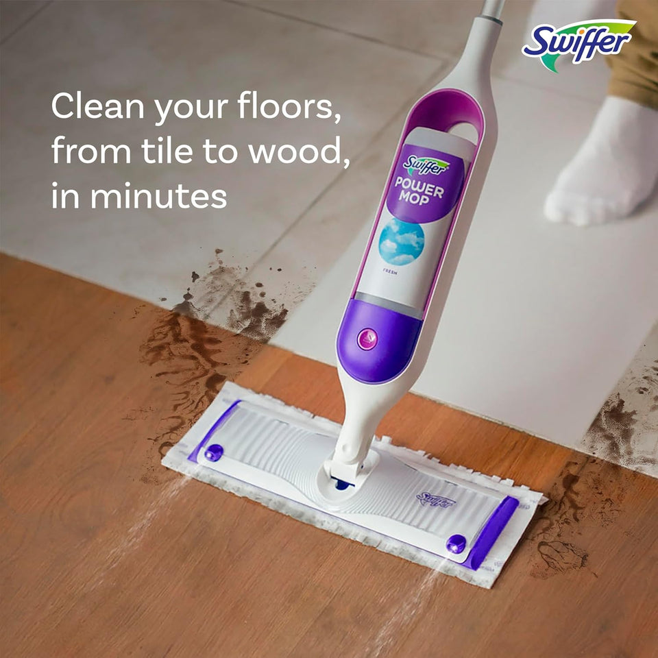Swiffer PowerMop Multi-Surface Mop Kit for Floor Cleaning, Includes PowerMop, 2 Mopping Pad Refills, 1 Cleaning Solution with Fresh Scent and 2 Batteries - ShopUS