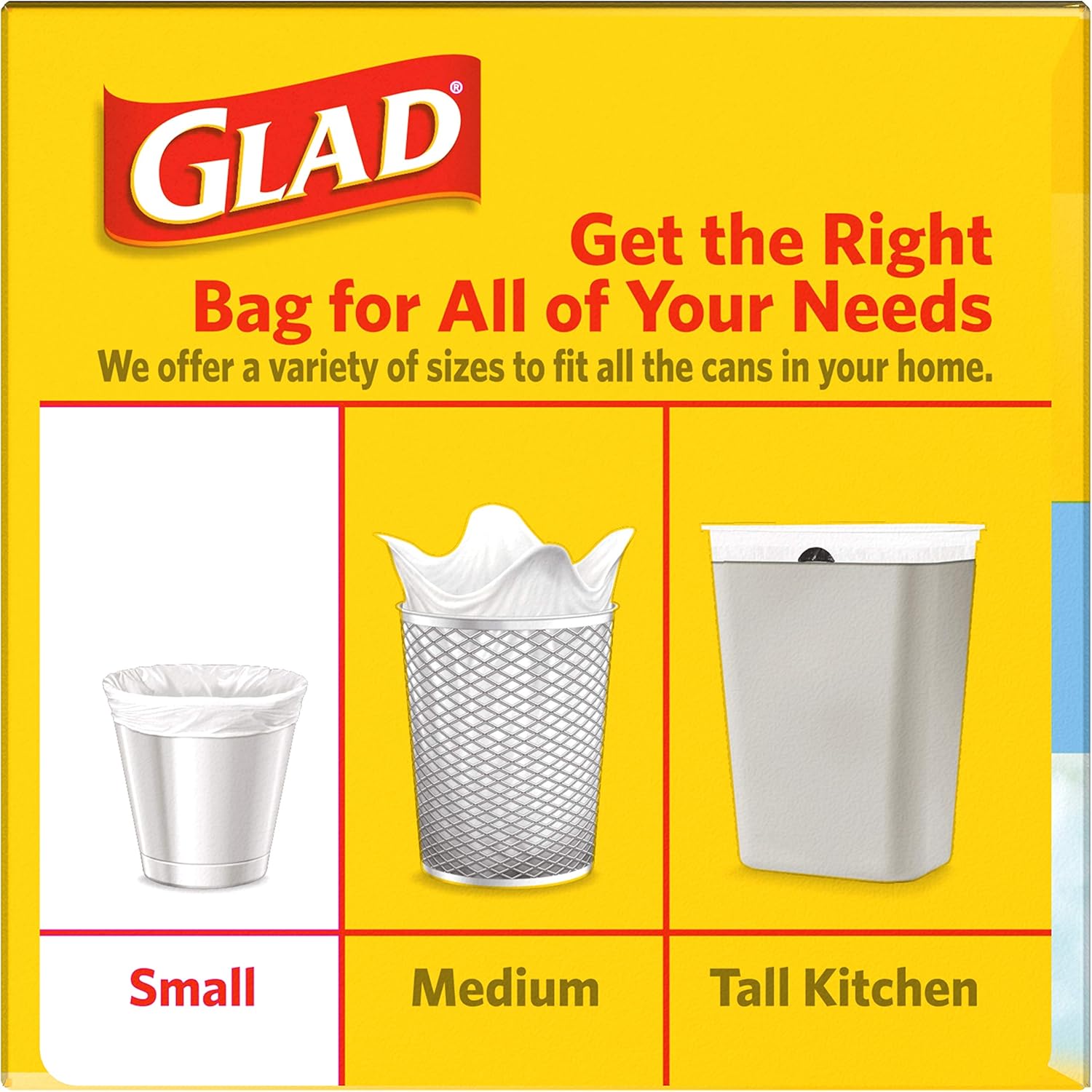 Glad Small Trash Bags 4 Gallon, Febreze Fresh Clean Garbage Bags, Odor Resistant with Quick Tie, 26 Count - ShopUS
