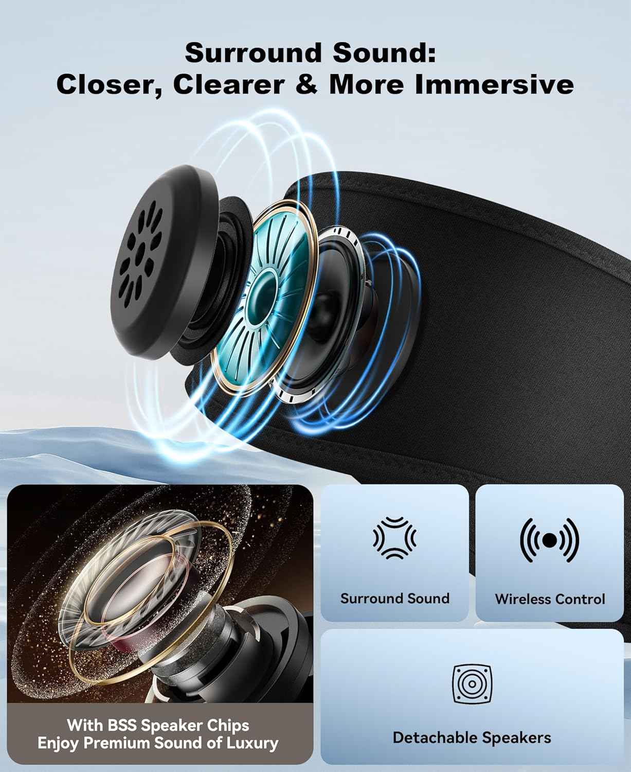 Musicozy Sleep Headphones Bluetooth 5.4 Headband Wireless Earphones with Ultra-Thin HD Stereo Speaker