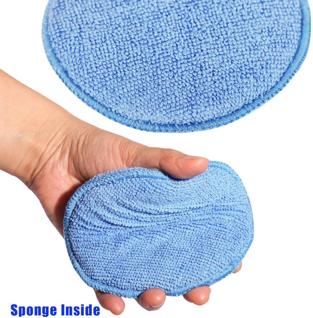 5-inch Microfiber Wax Applicator Pads for Car Waxing and Polishing, 6 Pack, Machine Washable