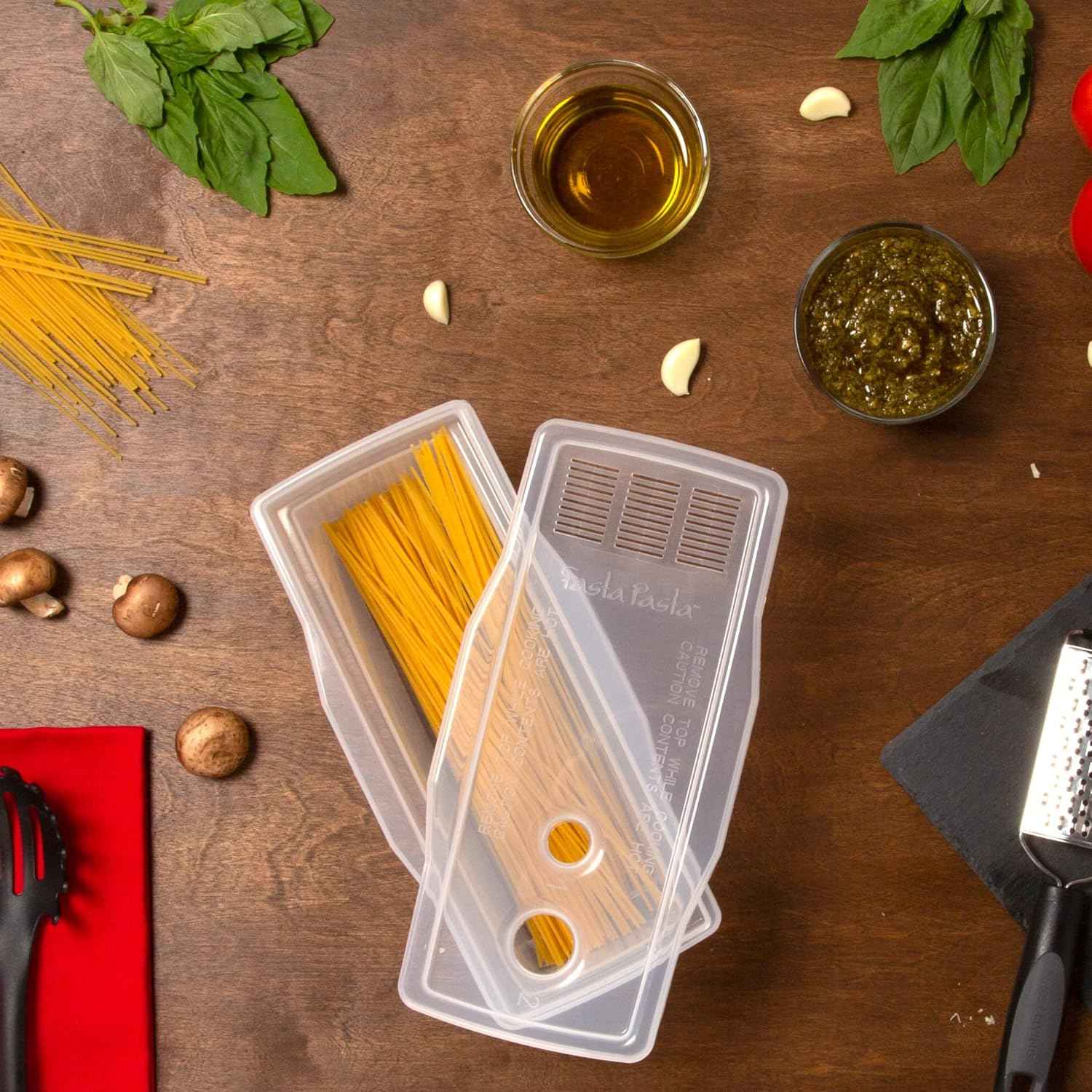 The Original Fasta Pasta Microwave Cooker with Lid & Built-in Strainer-No More Messes, Waiting for Water to Boil, or Sticky Noodles-Perfect Al Dente Pasta Every time- Patented Design, It Really Works