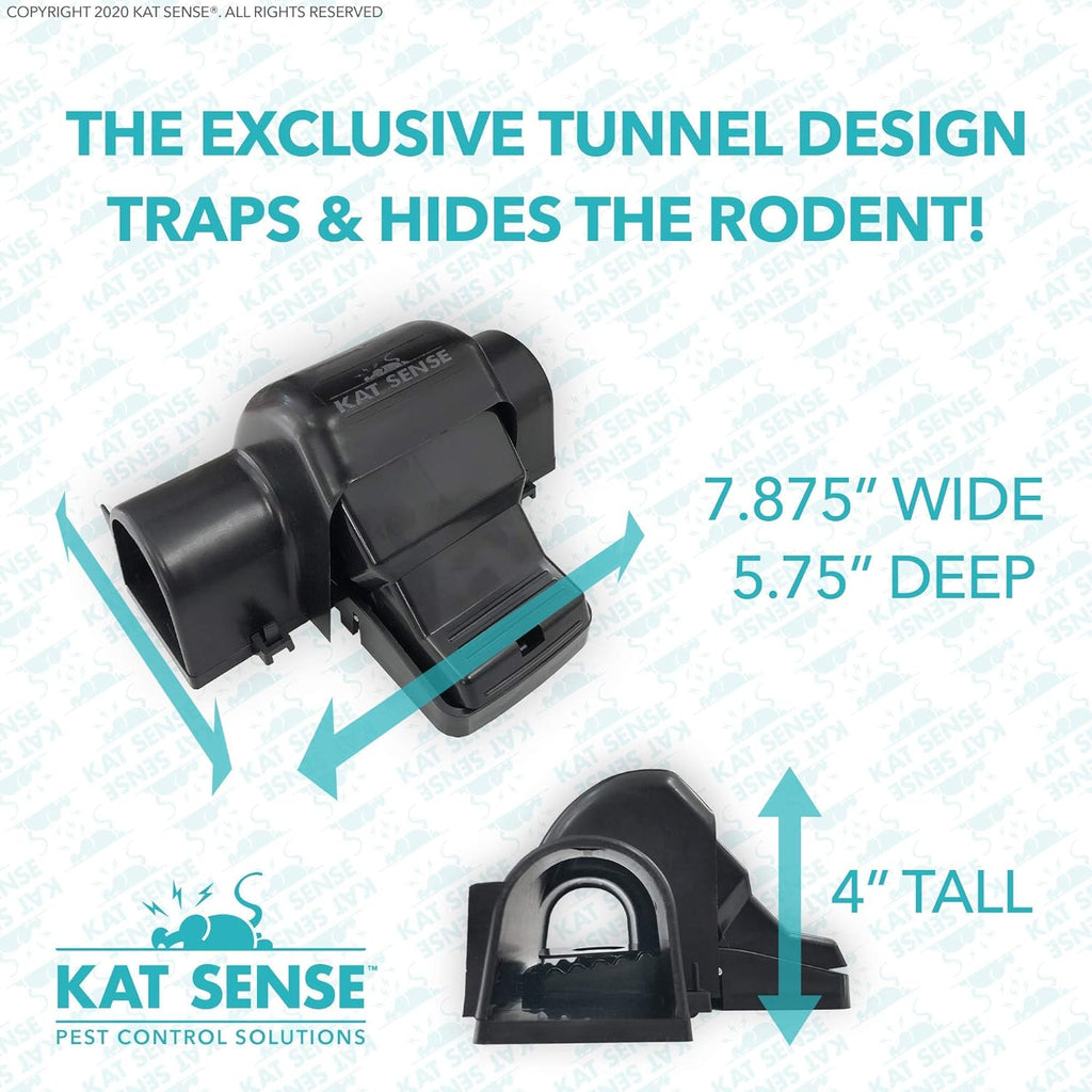 Kat Sense Covered Rat Trap & Chipmunk Trap, Prevents Accidental Triggering with Tunnel Design, Quick Action Pest Control Device, Indoor Outdoor Mouse Trap, Reusable Snap Style Rodent Control