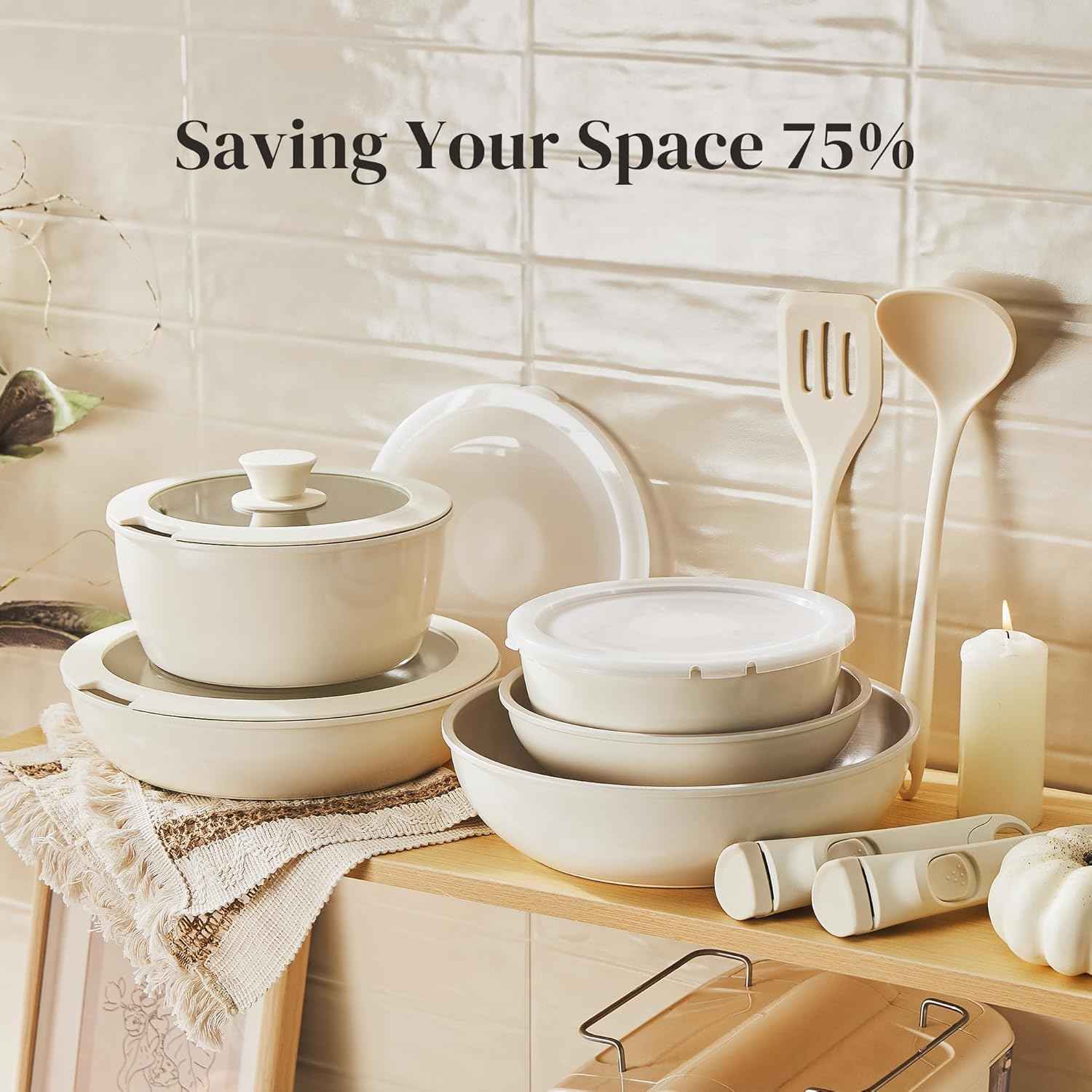 Redchef 16-piece ceramic non-stick cookware set, PFAS PFOA & PTFE free, RV camping, dishwasher oven safe