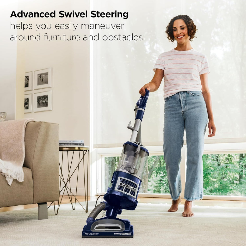 Shark Upright Vacuum, Navigator Lift-Away Deluxe with Large Dust Cup Capacity, HEPA Filter, Swivel Steering, Upholstery Tool & Crevice Tool, Blue, NV360
