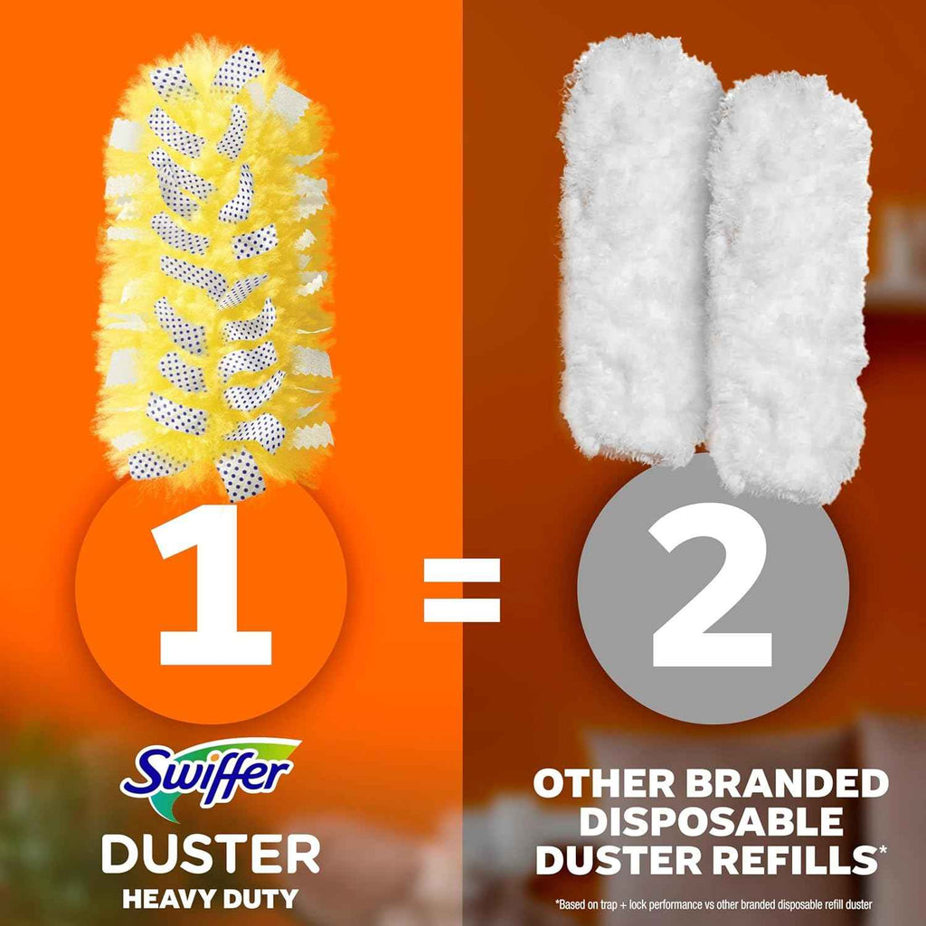 Swiffer Dusters Refill for Cleaning, Feather & Microfiber Duster Disposable Alternative, For Dusting Furniture, Blinds, Ceiling Fans, Walls, Helps Remove Allergens, Heavy Duty, Unscented, 11ct