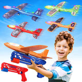Fuwidvia 3 Pack Airplane Launcher Toys, 13.2'' LED Foam Glider Plane Toy for Boys, 2 Flight Modes Outdoor Flying Toys Birthday Gifts for Boys Girls 4 5 6 7 8 9 10 11 12 Year Old (Blue&Green&Orange)