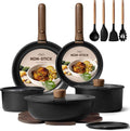 CAROTE 19pcs Pots and Pans Non Stick, Cookware Sets Detachable Handle, Induction Kitchen Pots and Pans,NonStick Cooking Set, Oven/Dishwasher/Fridge Safe, Space Saving