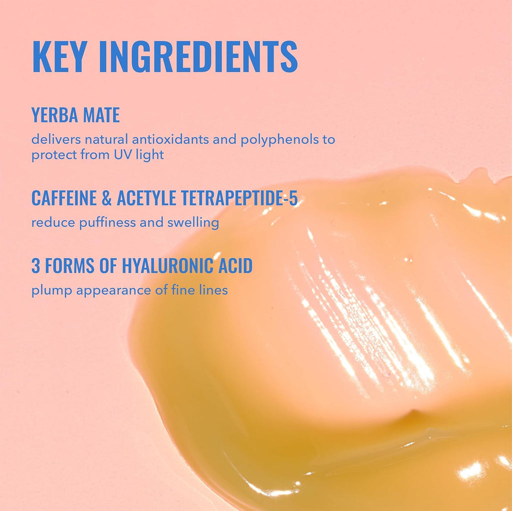 Good Molecules Yerba Mate Wake Up Eye Gel - Hydrating Under Eye Cream with Hyaluronic Acid and Caffeine for Dark Circles and Puffiness