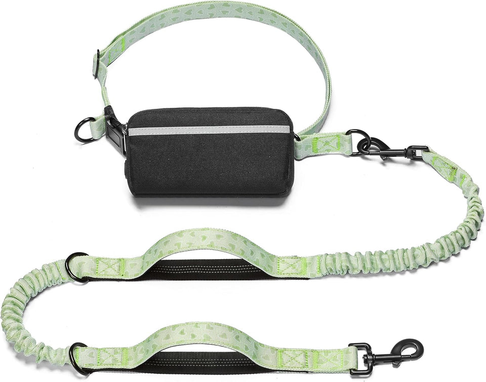 iYoShop hands-free dog leash with zipper pouch and dual padded handles for medium and large dogs (large, 25-120 lbs, black)