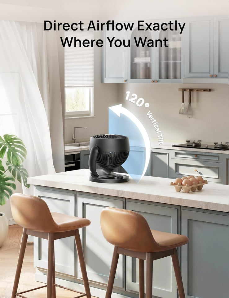 DREO Fan for Bedroom, 12 Inches, 70ft Powerful Airflow, 28db Quiet Table Air Circulator Fans for Whole Room, 120° Adjustable Tilt, 3 Speeds, Desktop Fan for Home, Office, Kitchen