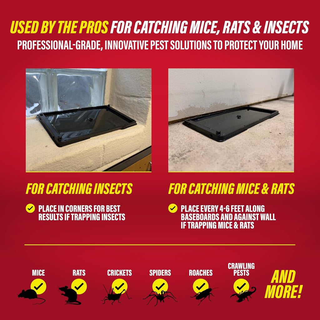 Catchmaster Rat, Snake and Mouse Traps 12Pk, Large Bulk Glue Rat Traps for Home, Adhesive Plastic Tray for Inside House, Snake, Mice, & Spider Catcher, Pest Control for House & Garage